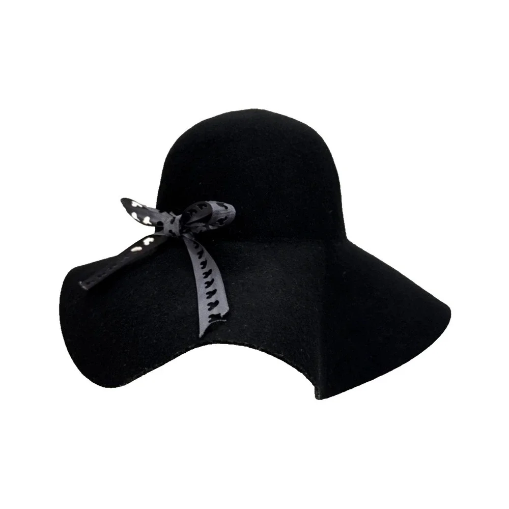 Disney Parks Authentic Adult (57 cm) Floppy Felt Hat; Mickey Cutouts Bow; Black
